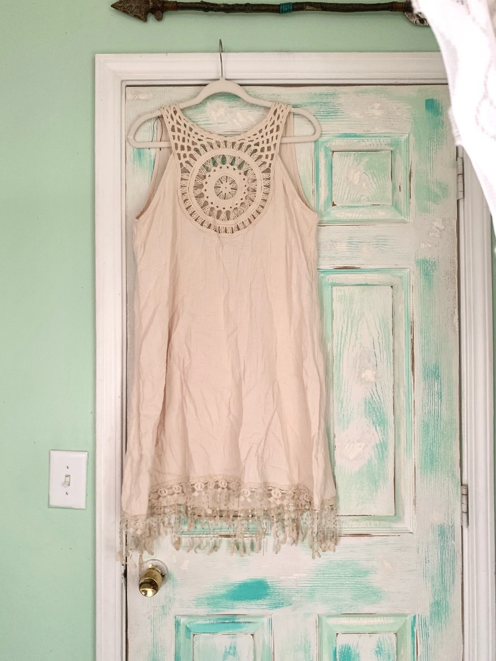 Bohemian/Hippie Cream Crotchet Lace Tank Dress